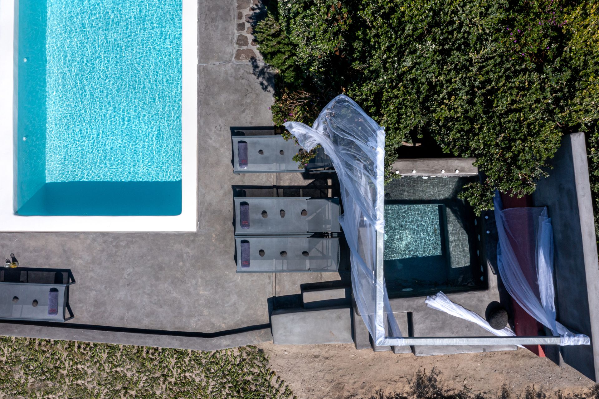 House 1 swimming pool drone view