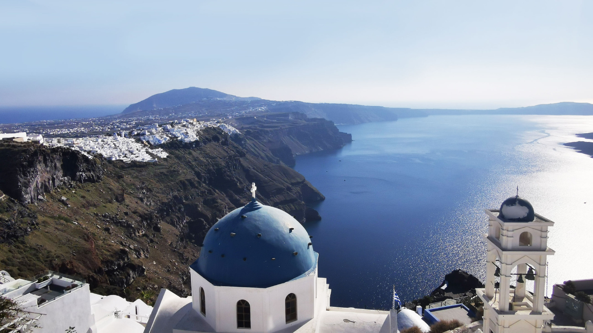 Santorini helicopter view