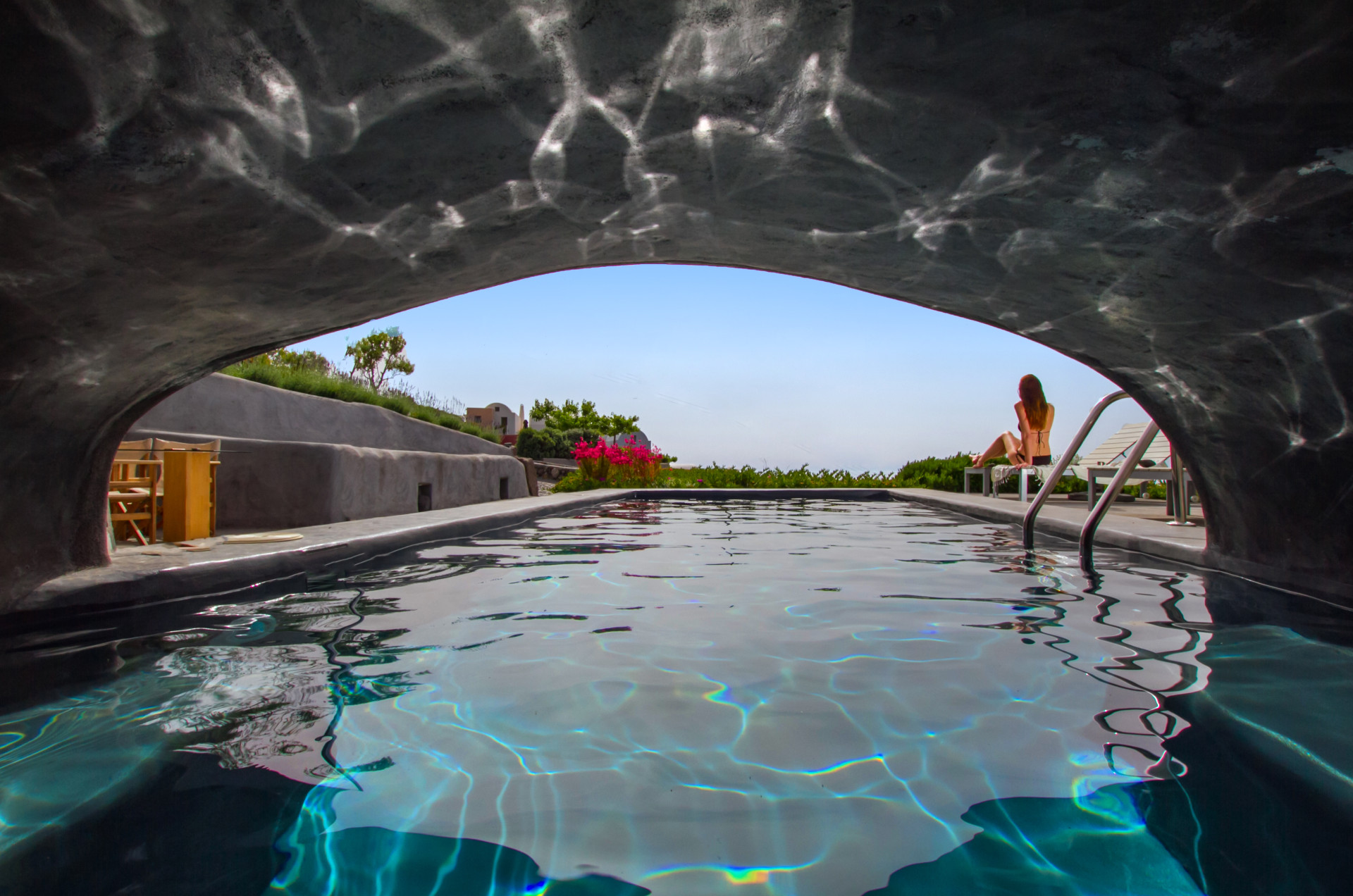 Cavehouse in swimming pool